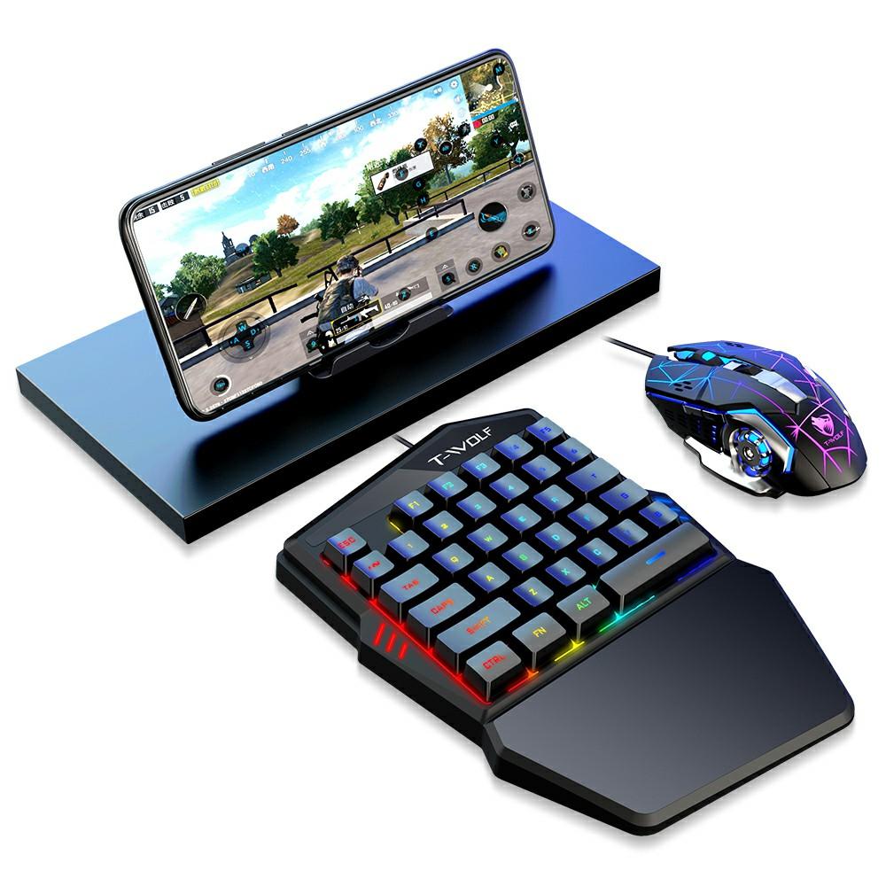 T-WOLF TF950 40 Keys One Hand Gaming Keyboard USB Wired Mouse Combo Set with Mobile Game Converter and Phone Holder A
T-WOLF TF950 40 Keys One Hand Gaming Keyboard USB Wired Mouse Combo Set with Mobile Game Converter and Phone Holder A