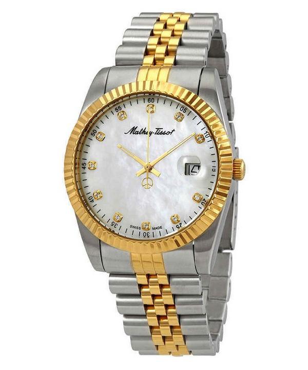 Мужские часы Mathey-Tissot Mathy II из двухцветной нержавеющей стали с кристаллами, белым перламутровым циферблатом, кварцевые H710BI
Мужские часы Mathey-Tissot Mathy II из двухцветной нержавеющей стали с кристаллами, белым перламутровым циферблатом, кварцевые H710BI