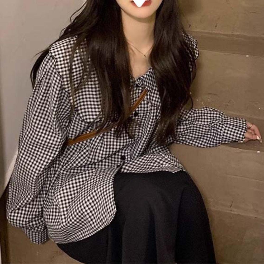 Cardigan Grid Shirts Tops Ruffle Stripe Blouse Women Retro Long Sleeve Blouse Streatwear L чорний білий колір
Cardigan Grid Shirts Tops Ruffle Stripe Blouse Women Retro Long Sleeve Blouse Streatwear L чорний білий колір