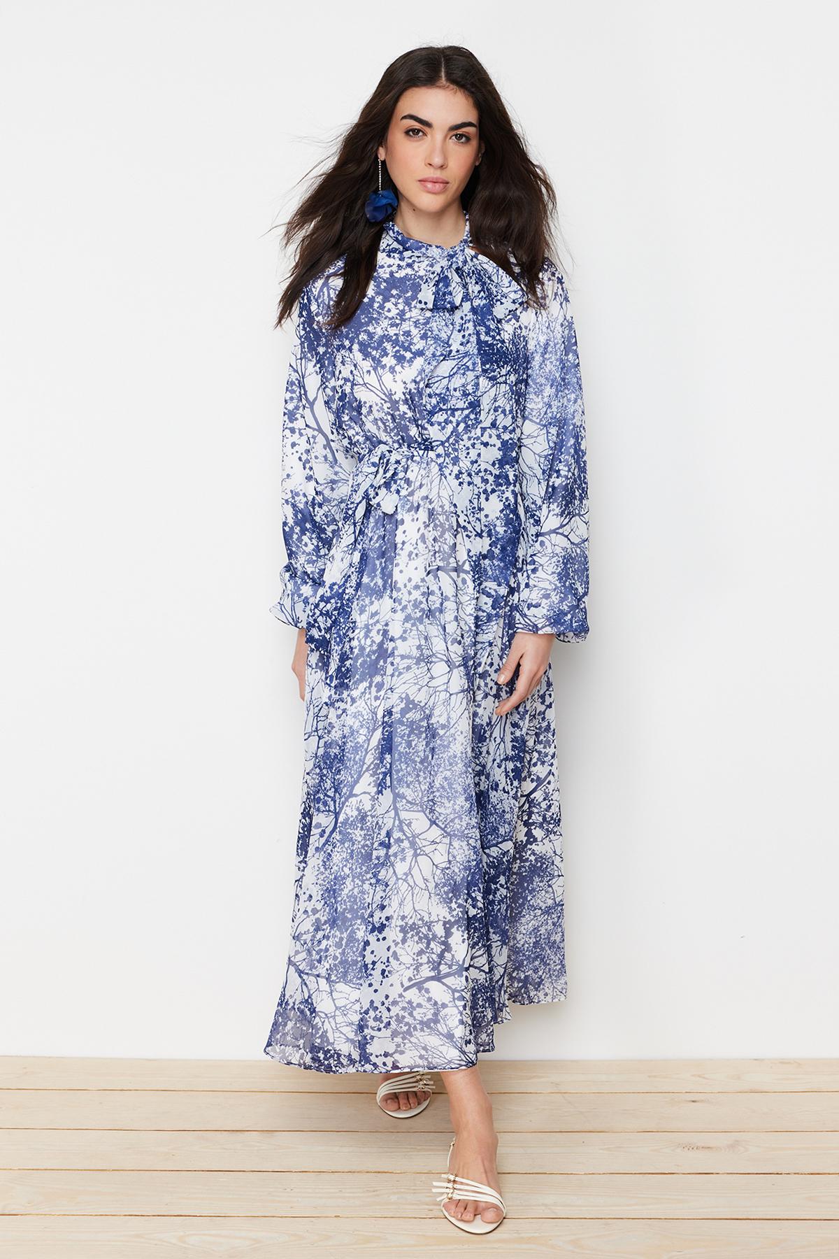 Women s Fashion New Hijab Dress Blue Floral Patterned Lined Long Chiffon Evening Dress S синій
Women s Fashion New Hijab Dress Blue Floral Patterned Lined Long Chiffon Evening Dress S синій