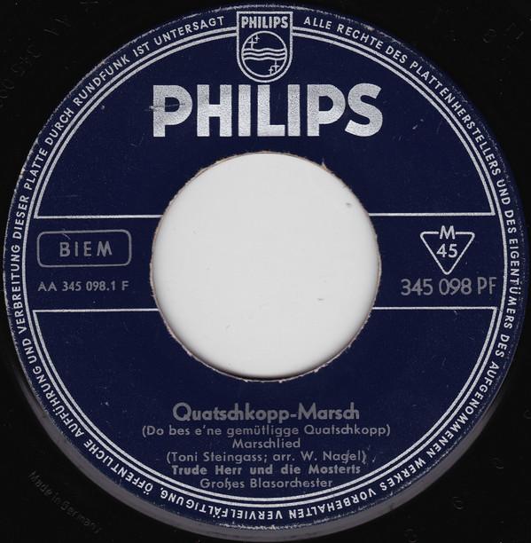 7inch Record TRUDE HERR UND DIE MOSTERTS QuatschkoppMarsch La Das Mal De 345098 Philips 1959 Germany Pop Used
7inch Record TRUDE HERR UND DIE MOSTERTS QuatschkoppMarsch La Das Mal De 345098 Philips 1959 Germany Pop Used