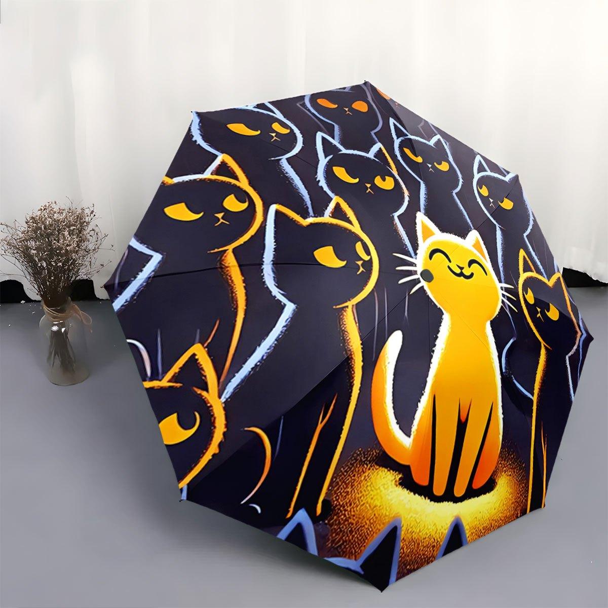 Automatic Open/Close Umbrella with Cute Cat Pattern - Navy Blue Background, Compact Folding Umbrella with 8-Rib sturdy frame, Iron&8K
Automatic Open/Close Umbrella with Cute Cat Pattern - Navy Blue Background, Compact Folding Umbrella with 8-Rib sturdy frame, Iron&8K