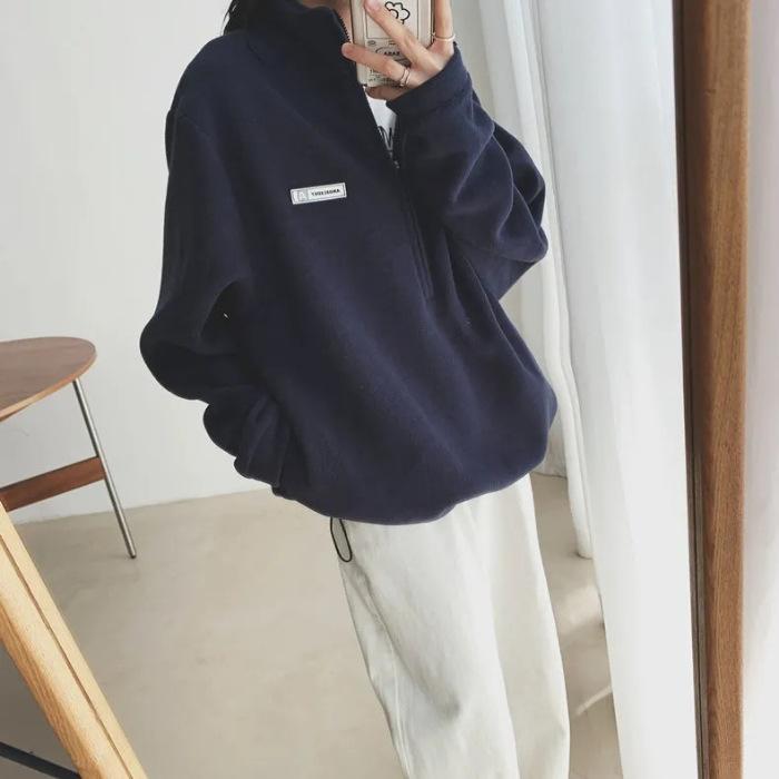 Fleece sweater women s autumn and winter pullover, fleece thickened top, warm zipper stand-up collar, loose fleece jacket 2XL Темно-синій
Fleece sweater women s autumn and winter pullover, fleece thickened top, warm zipper stand-up collar, loose fleece jacket 2XL Темно-синій