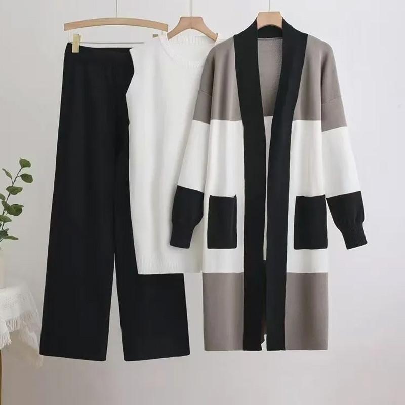 Женские костюмы комплекты хлопок большой размер брюки клеш утолщенный топ-жилет длинные брюки оверсайз кардиган вязаный костюм тройка One Size чёрный
Женские костюмы комплекты хлопок большой размер брюки клеш утолщенный топ-жилет длинные брюки оверсайз кардиган вязаный костюм тройка One Size чёрный