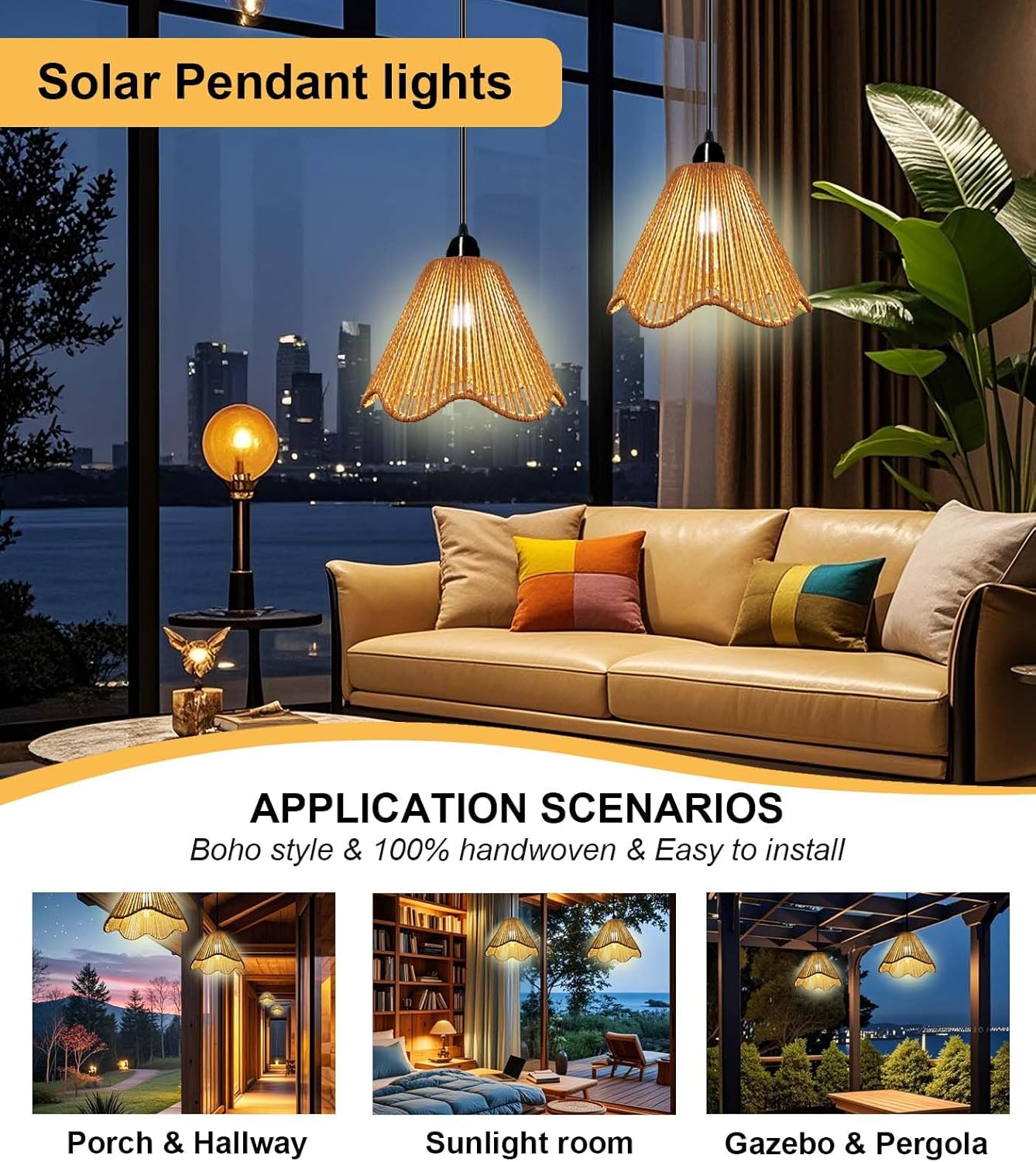 Solar Chandelier Outdoor Waterproof, Remote-Controlled Hanging Light for Porch, Patio, Garden (2 Lights) United States
Solar Chandelier Outdoor Waterproof, Remote-Controlled Hanging Light for Porch, Patio, Garden (2 Lights) United States