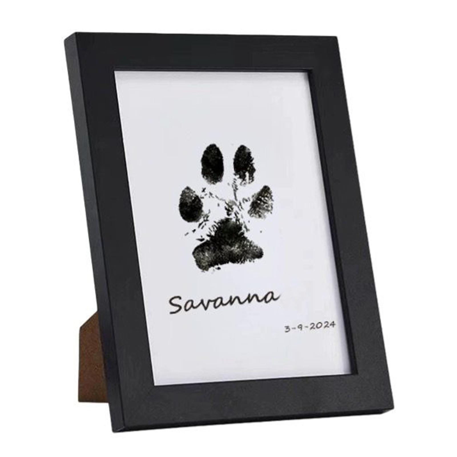 Рамка с отпечатком лапы питомца на память с набором чернил. Рамка для памятной фотографии питомца с отпечатками лап. Отличная идея для подарка. чёрный