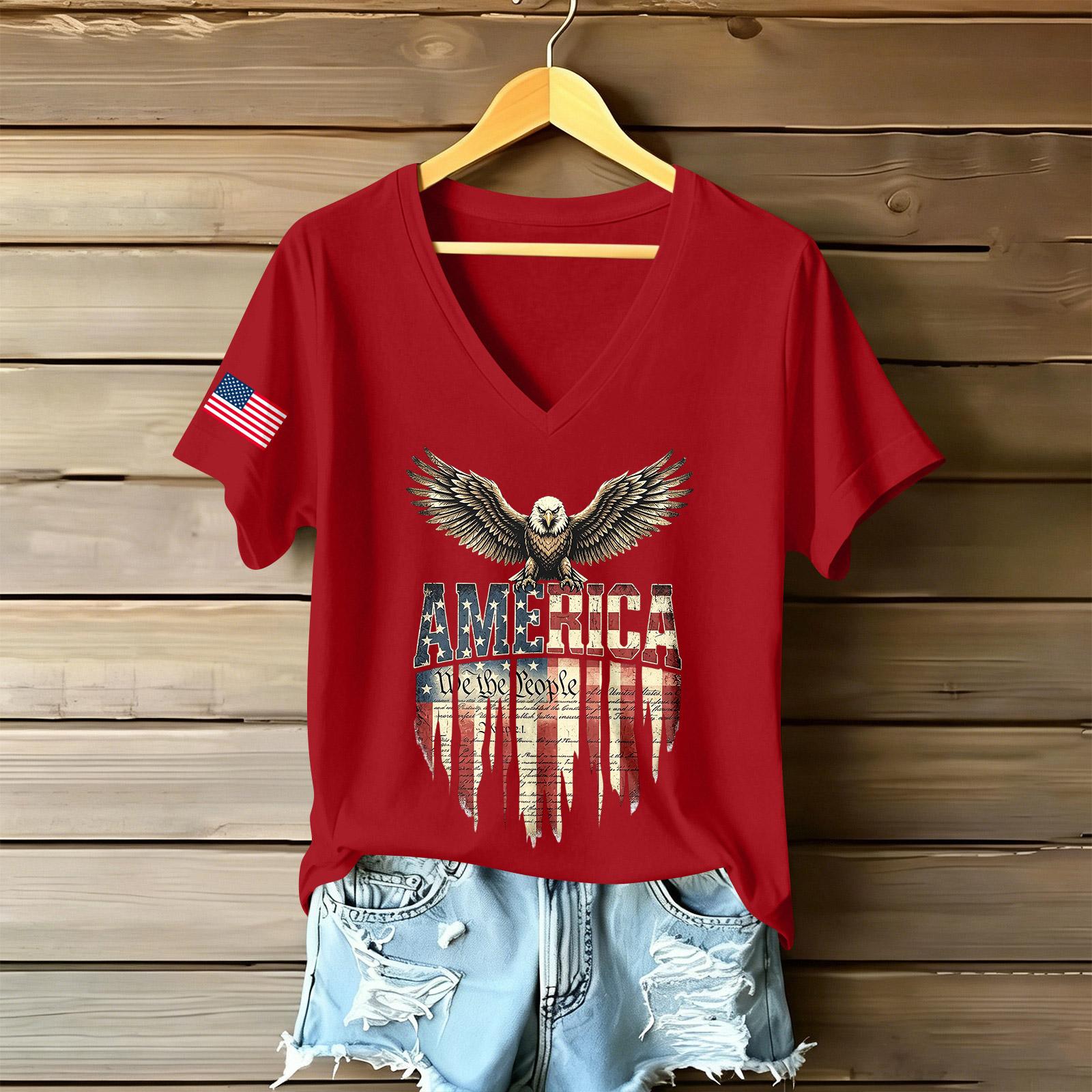 Women s Casual V Neck Short Sleeve T Shirt with American Flag Eagle Graphic Print Lightweight Soft Fabric Comfortable Fit M червоний
Women s Casual V Neck Short Sleeve T Shirt with American Flag Eagle Graphic Print Lightweight Soft Fabric Comfortable Fit M червоний