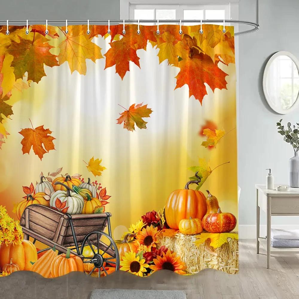 Fall Maple Leaves Shower Curtains Rustic Farm Sunflowers Pumpkins Haystacks Autumn Thanksgiving Fabric Bathroom Decor with Hooks 90x180cm-35x70in
Fall Maple Leaves Shower Curtains Rustic Farm Sunflowers Pumpkins Haystacks Autumn Thanksgiving Fabric Bathroom Decor with Hooks 90x180cm-35x70in