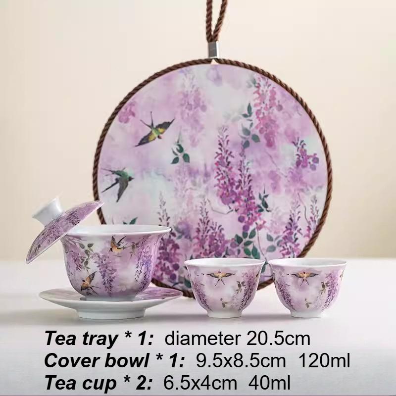 Wisteria Flower Tea Set Chinese Style Underglaze Colored Kung Fu Teaset Large Hover Lid Bowl Tea Tasting Cup Round Tea Tray фиолетовый
Wisteria Flower Tea Set Chinese Style Underglaze Colored Kung Fu Teaset Large Hover Lid Bowl Tea Tasting Cup Round Tea Tray фиолетовый