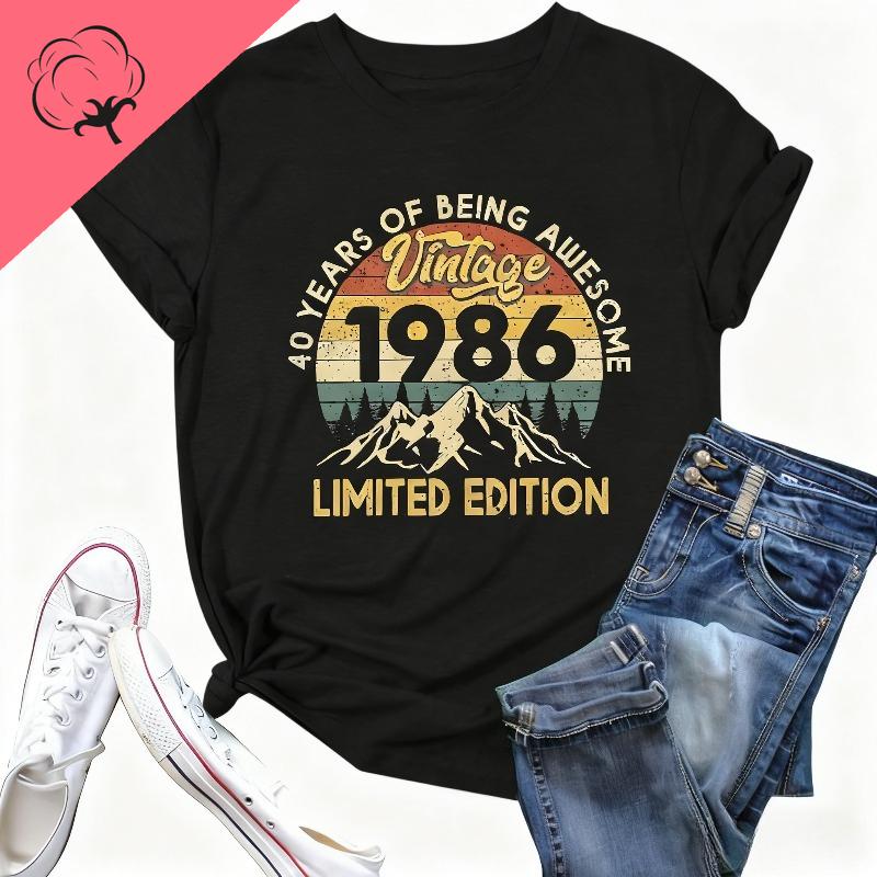 40th Birthday Gift Women Vintage 1986 Shirt Letter Print Retro Party Top Short Sleeve Casual Tees Forty Years Old Graphic Shirts XXXL
40th Birthday Gift Women Vintage 1986 Shirt Letter Print Retro Party Top Short Sleeve Casual Tees Forty Years Old Graphic Shirts XXXL