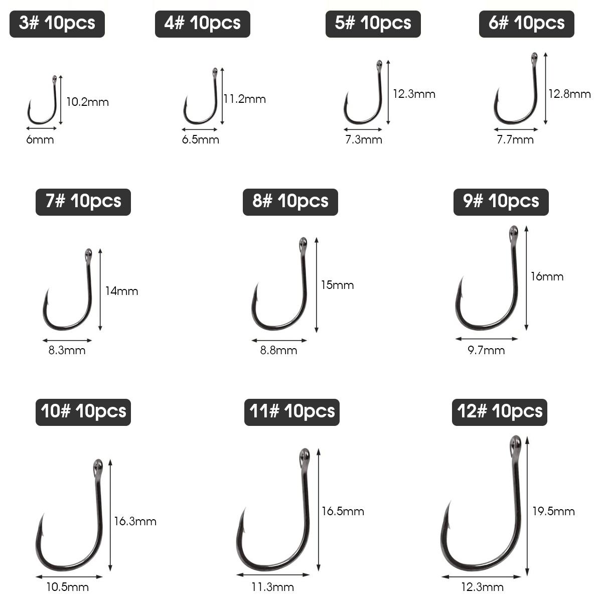 100pcs Fishing Hook Set Size 3-12 Carbon Steel Fishhook Fly Fishing Barbed Carp Hooks Fish Tackle Box Accessories For Men Women
100pcs Fishing Hook Set Size 3-12 Carbon Steel Fishhook Fly Fishing Barbed Carp Hooks Fish Tackle Box Accessories For Men Women