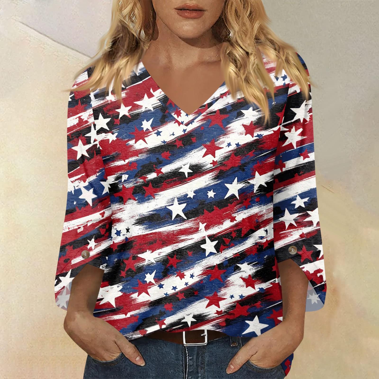 Women’s Fashion Casual V Neck Three Quarter Sleeve Top with Independence Day Flag Print Loose Fit Comfortable Blouse for Daily Wear XXL красный
Women’s Fashion Casual V Neck Three Quarter Sleeve Top with Independence Day Flag Print Loose Fit Comfortable Blouse for Daily Wear XXL красный