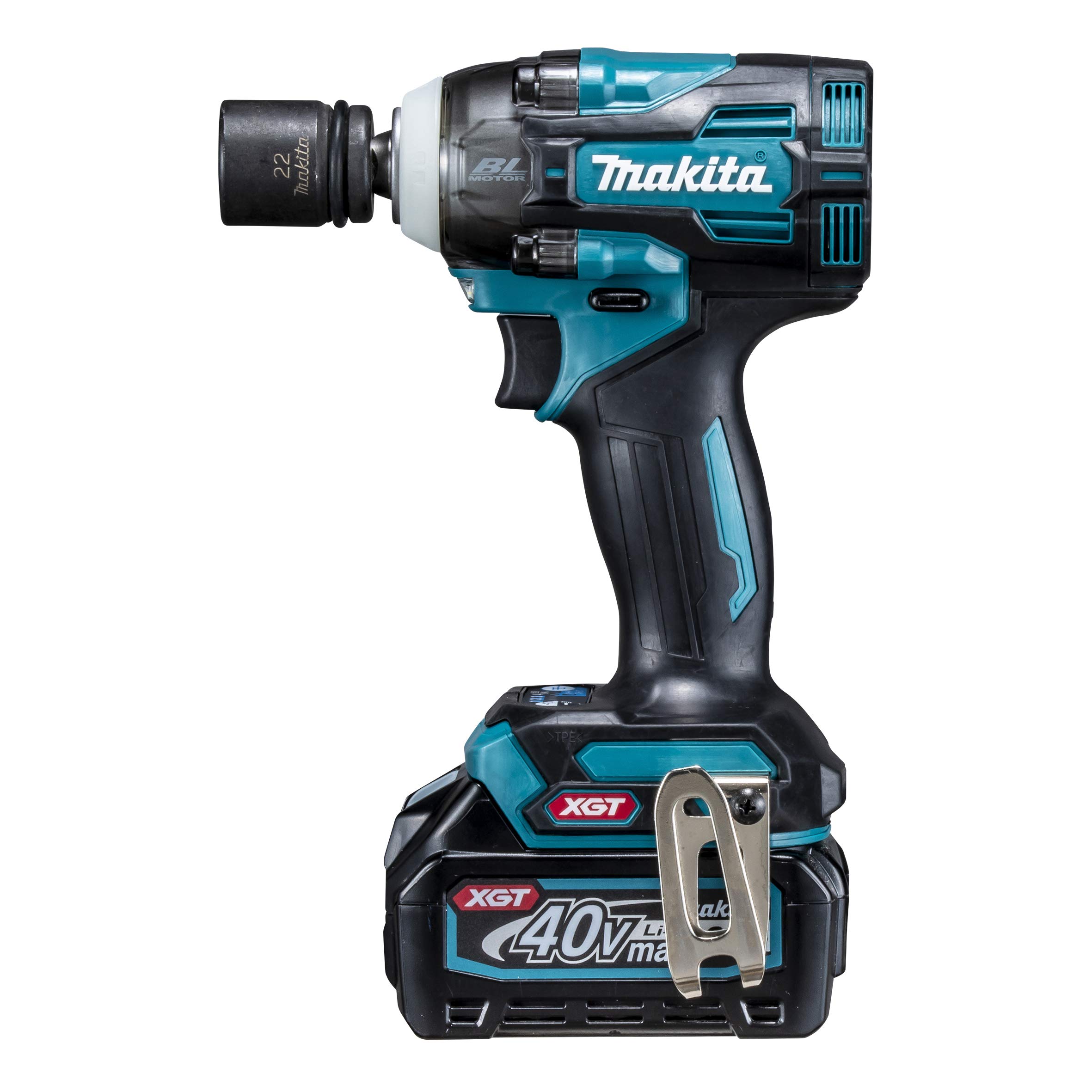 Makita 40Vmax rechargeable impact wrench with 2 and case TW004GRDX 2.5Ah batteries, charger,
Makita 40Vmax rechargeable impact wrench with 2 and case TW004GRDX 2.5Ah batteries, charger,