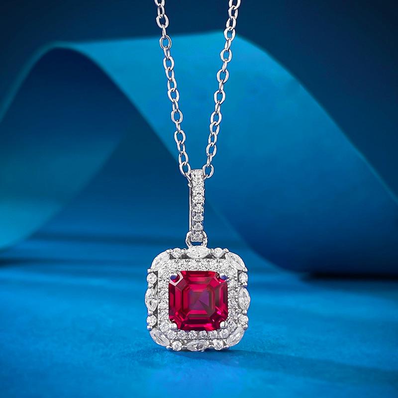 Lulu Tong 2024 S925 Sterling Silver Necklace with 7x7 Pagoda-Cut Pigeon Blood Red Pendant, Fashionable Versatile OL Style 925 Silver
Lulu Tong 2024 S925 Sterling Silver Necklace with 7x7 Pagoda-Cut Pigeon Blood Red Pendant, Fashionable Versatile OL Style 925 Silver