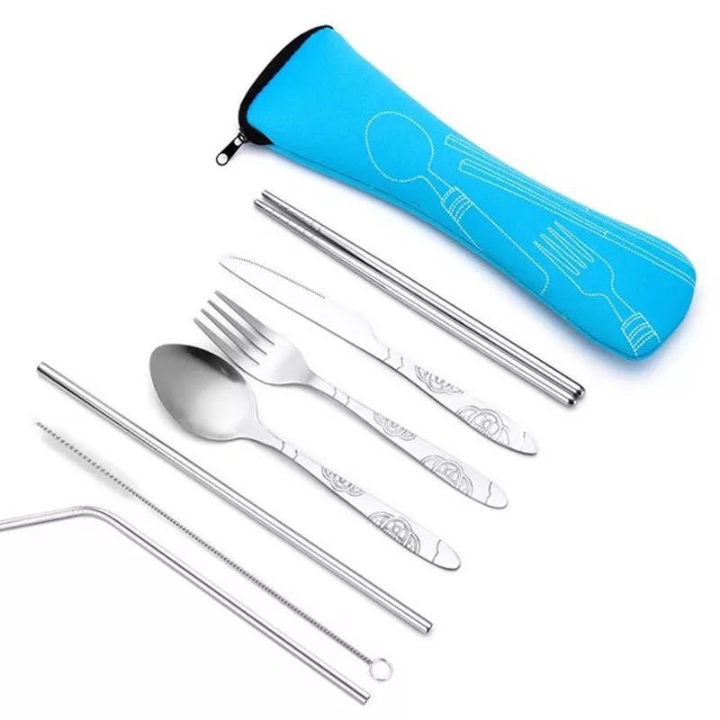 7Pcs/3Pcs Set Dinnerware Portable Printed Knifes Fork Spoon Stainless Steel Family Camping Steak Cutlery Tableware with Bag Blue 3Pcs
7Pcs/3Pcs Set Dinnerware Portable Printed Knifes Fork Spoon Stainless Steel Family Camping Steak Cutlery Tableware with Bag Blue 3Pcs