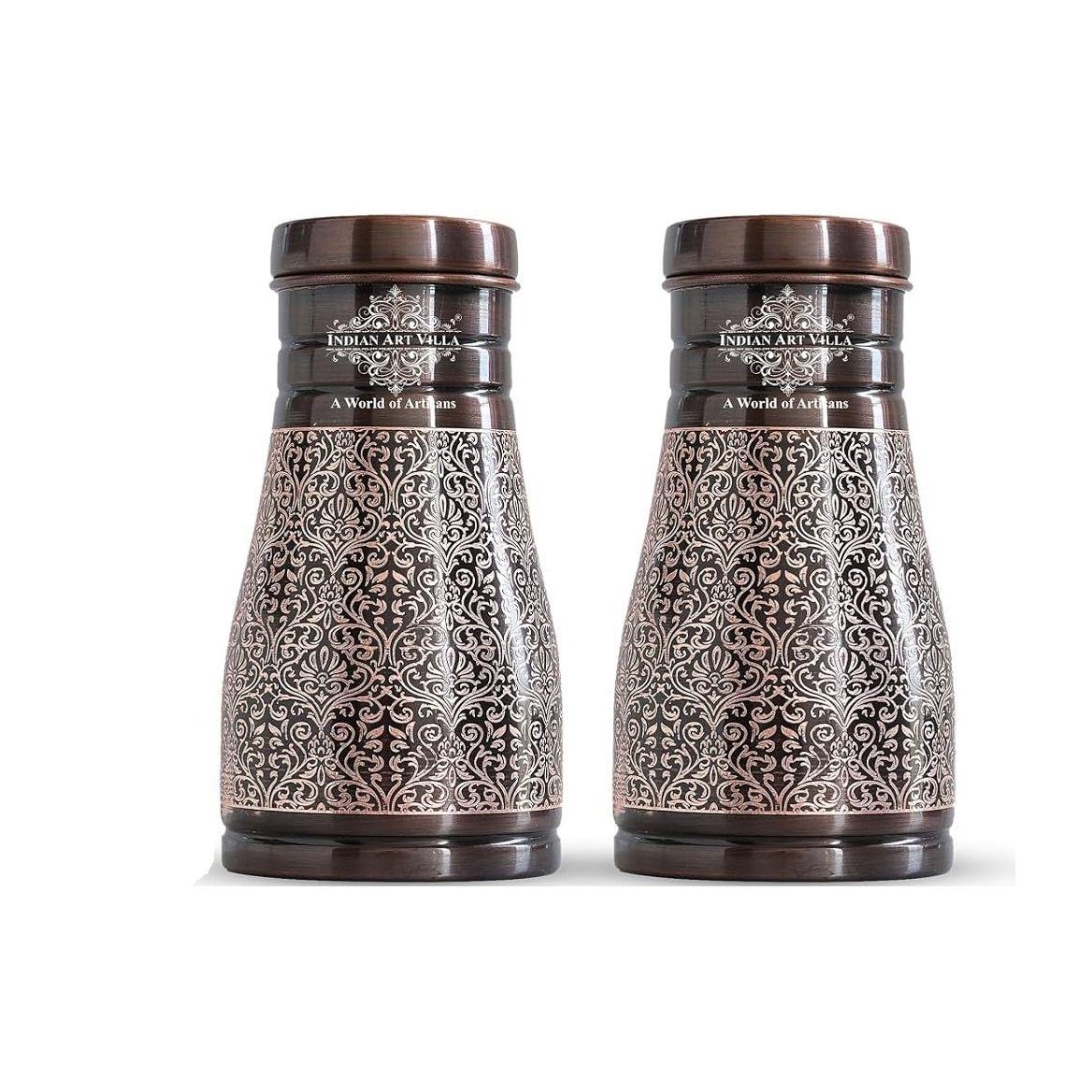 VILLA Pure Copper Bedroom Water Bottle with Inbuilt Glass, Dark Embossed Design, 900 ML Capacity (Pack of 2)
VILLA Pure Copper Bedroom Water Bottle with Inbuilt Glass, Dark Embossed Design, 900 ML Capacity (Pack of 2)