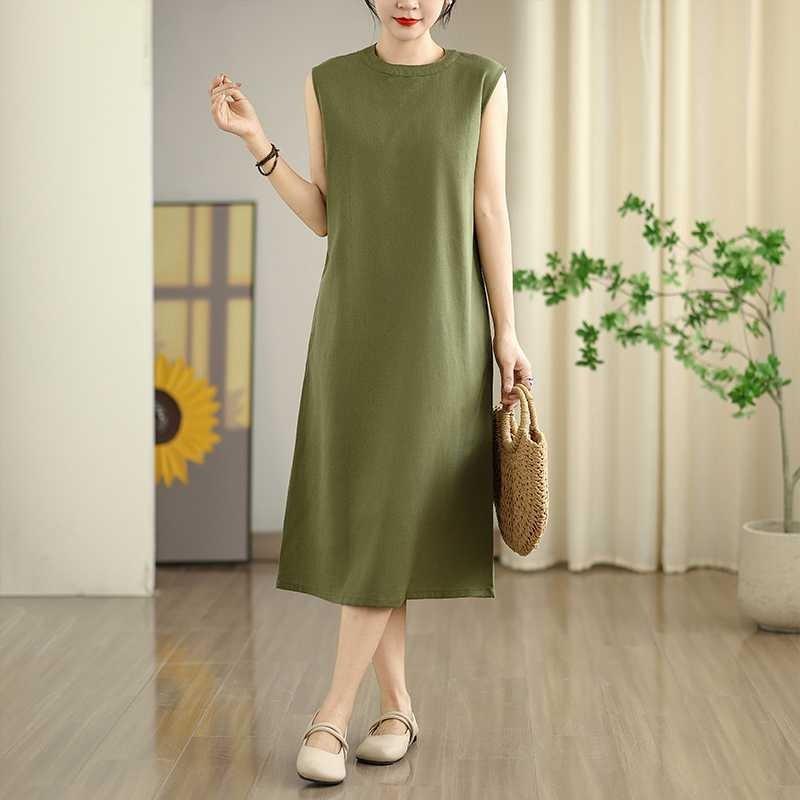 Sleeveless Dress Summer Women s Back Buckle Linen Stand-up Collar Literary Retro Dress Loose Temperament Thin A-shaped Skirt 2XL
Sleeveless Dress Summer Women s Back Buckle Linen Stand-up Collar Literary Retro Dress Loose Temperament Thin A-shaped Skirt 2XL