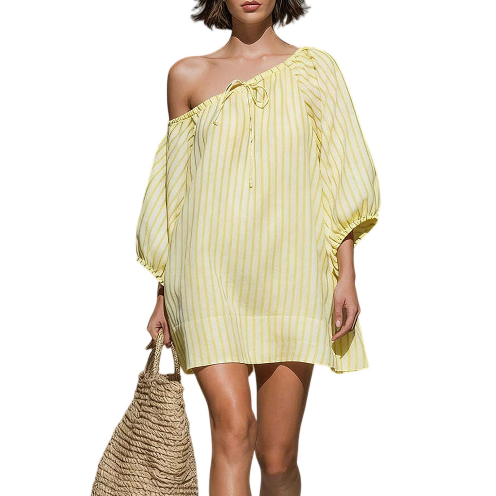 Ladies Casual Fashion Striped Sloping Shoulder Loose Dress XL жовтий
Ladies Casual Fashion Striped Sloping Shoulder Loose Dress XL жовтий