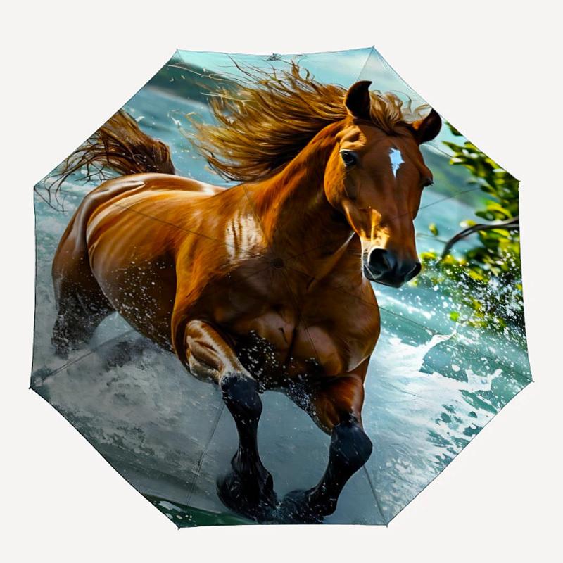 1pc Horse Water Splash Automatic Folding Umbrella Portable Collapsible 8-Rib Umbrella for All Seasons, Casual Outdoor Accessory, PerfectB62
1pc Horse Water Splash Automatic Folding Umbrella Portable Collapsible 8-Rib Umbrella for All Seasons, Casual Outdoor Accessory, PerfectB62