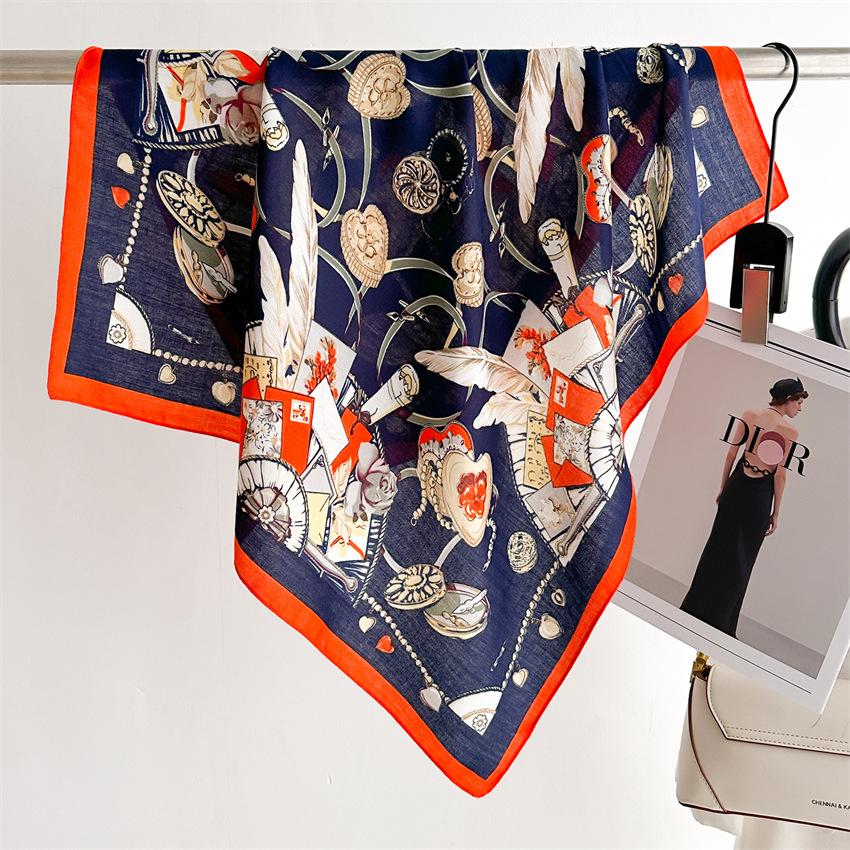 Женская роскошная брендовая повязка на голову с принтом, шарф, модная шелковая повязка для волос, сумка, браслет на запястье, фуляр, бандана, шейный платок, шаль, обертывания, хиджаб, повязка для волос 65X65cm