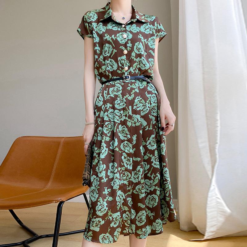 POLO Collar French Shirt Short-sleeved Dress for Women Ink Flower Slim Fit and Large Hem Skirt Acetate Silk Midi Skirt M белый
POLO Collar French Shirt Short-sleeved Dress for Women Ink Flower Slim Fit and Large Hem Skirt Acetate Silk Midi Skirt M белый