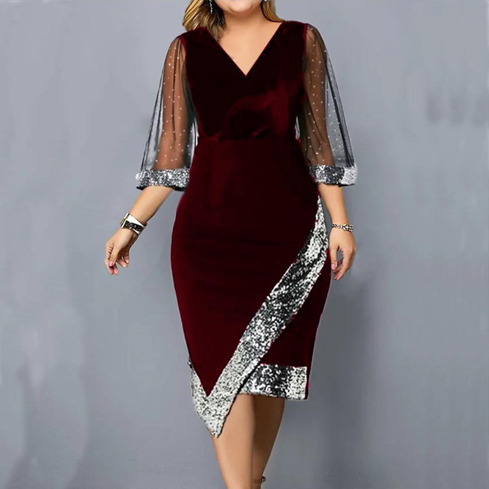 Women s Irregular Sequin Sheer Mesh Ladies Dress V-neck Mid-sleeve Dress M
Women s Irregular Sequin Sheer Mesh Ladies Dress V-neck Mid-sleeve Dress M