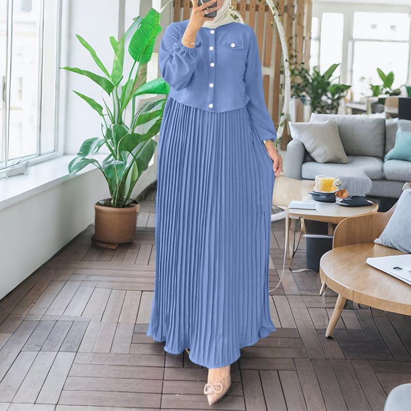 ZANZEA Женское повседневное платье с круглым вырезом, свободного кроя, с длинным рукавом, плиссированное, длинное 4XL синий
ZANZEA Женское повседневное платье с круглым вырезом, свободного кроя, с длинным рукавом, плиссированное, длинное 4XL синий