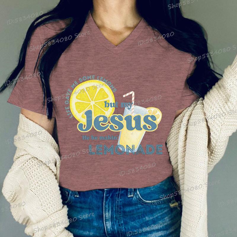 Faith Based TShirt for Unisex Women Gift for Christian Vneck Casual Tops Jesus He Be Makin Lemonade Bible Verse Graphic Tee Top S
Faith Based TShirt for Unisex Women Gift for Christian Vneck Casual Tops Jesus He Be Makin Lemonade Bible Verse Graphic Tee Top S