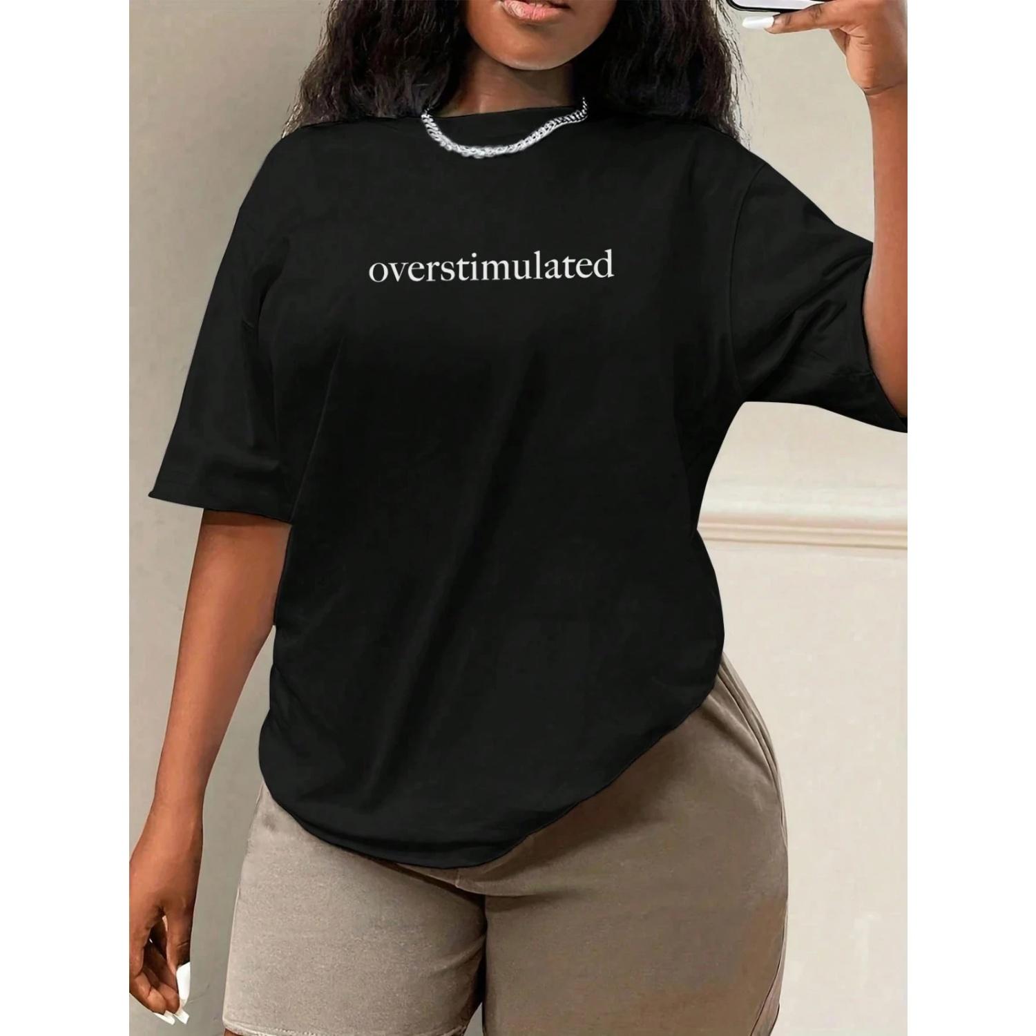 Overtimulated White Simple Letter Print Fashion Crew Neck Short Sleeve T-Shirt For Women S чёрный
Overtimulated White Simple Letter Print Fashion Crew Neck Short Sleeve T-Shirt For Women S чёрный