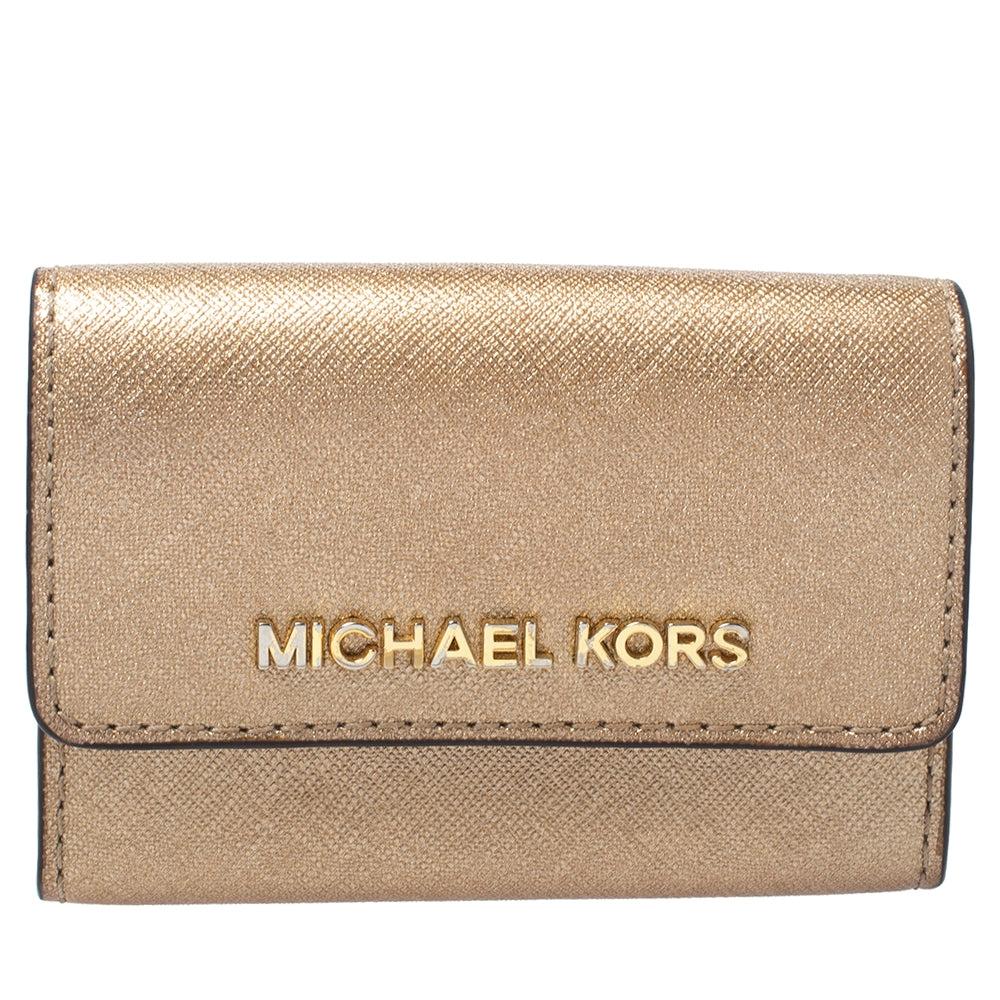 Визитница Michael Kors из золотистой кожи с клапаном металлик 
Визитница Michael Kors из золотистой кожи с клапаном металлик