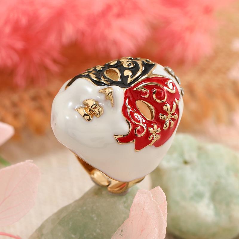 European & American Fashion: Chinese Style Peking Opera Facial Makeup Adjustable Ring with Exaggerated Oil Drip Design Adjustable Open Ring
European & American Fashion: Chinese Style Peking Opera Facial Makeup Adjustable Ring with Exaggerated Oil Drip Design Adjustable Open Ring