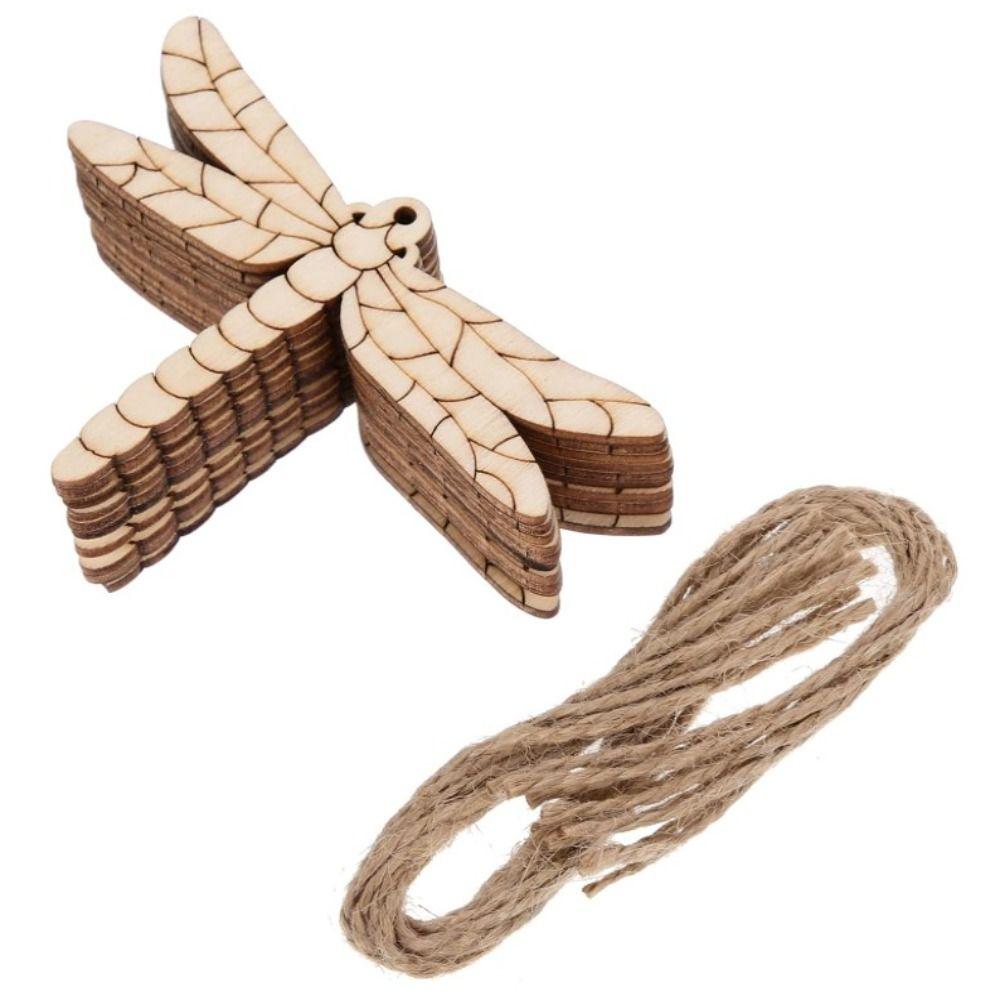 30 шт. Фанерный материал Необработанные деревянные ломтики Украшения в форме стрекозы для поделок своими руками