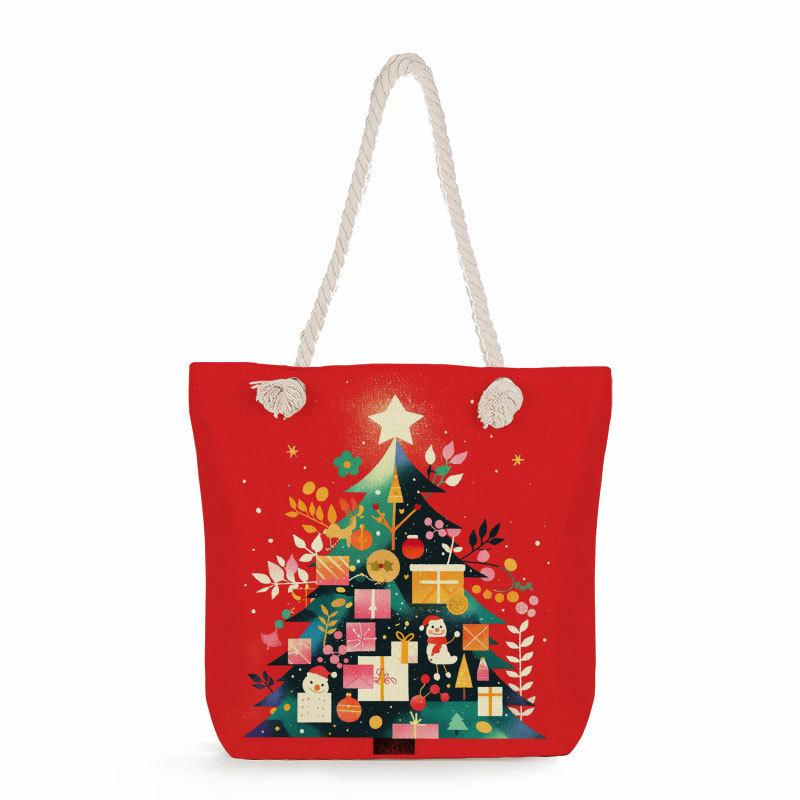 Christmas tree print thick rope single-shoulder beach bag 7354
Christmas tree print thick rope single-shoulder beach bag 7354