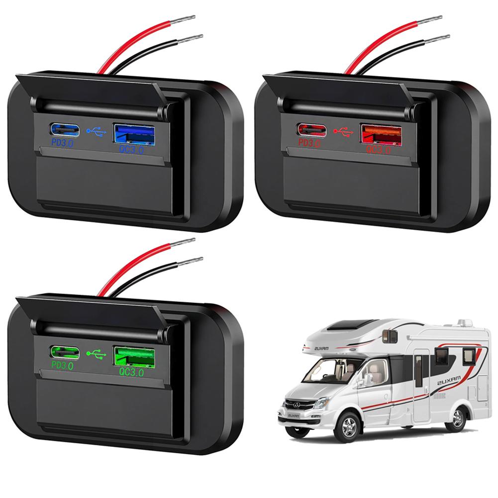 Быстрая зарядка PD Type C, два порта USB, автомобильное зарядное устройство, адаптер розетки 12 В/24 В, USB-панель питания с переключателем для морских мотоциклов
Быстрая зарядка PD Type C, два порта USB, автомобильное зарядное устройство, адаптер розетки 12 В/24 В, USB-панель питания с переключателем для морских мотоциклов