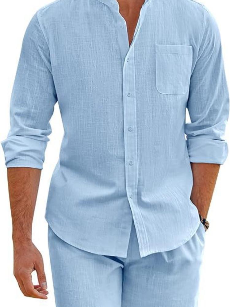 Men s Casual Linen-Blend Stand Collar Long Sleeve Shirt & Matching Shorts Set in Blue, White, Beige, Black XXL небо синє кольору
Men s Casual Linen-Blend Stand Collar Long Sleeve Shirt & Matching Shorts Set in Blue, White, Beige, Black XXL небо синє кольору