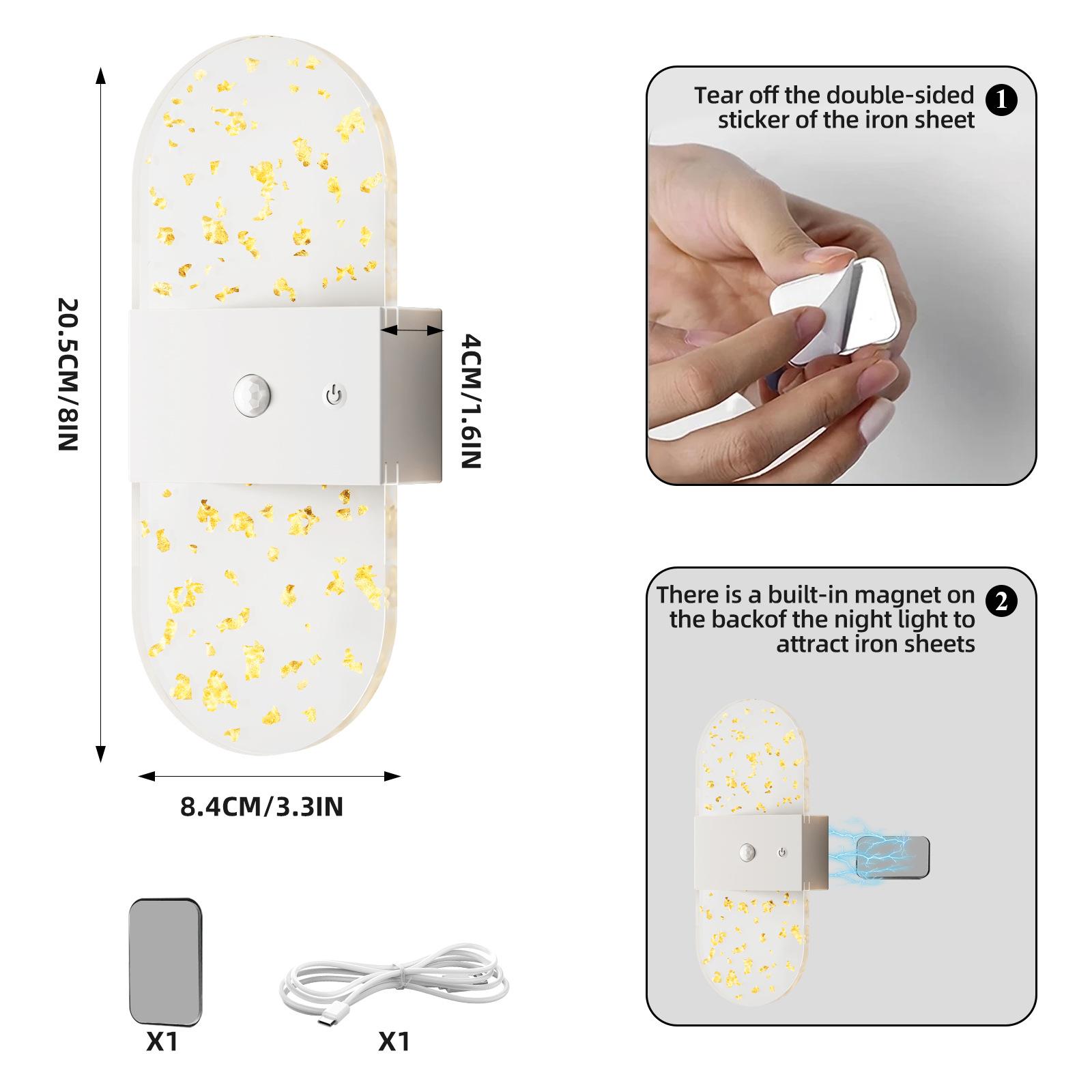 Modern Gold Foil Acrylic Wall Light Motion Sensor LED Sconce Wireless 1200mAh Rechargeable Night Lamp Indoor Decor Black White
Modern Gold Foil Acrylic Wall Light Motion Sensor LED Sconce Wireless 1200mAh Rechargeable Night Lamp Indoor Decor Black White