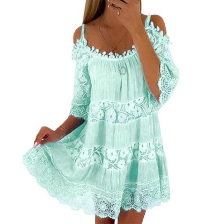 Summer Cold Shoulder Mini Dress Embroidery Crochet Lace Scoop Neck Half Sleeves Loose Fit Female Clothing M зелёный
Summer Cold Shoulder Mini Dress Embroidery Crochet Lace Scoop Neck Half Sleeves Loose Fit Female Clothing M зелёный