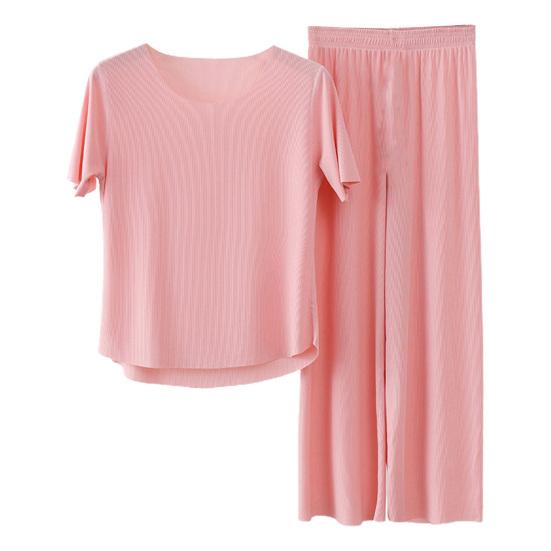 Ice Silk Pajamas Set for Women 2 Piece Short Sleeve Crewneck T Shirts And Long Pants Pjs Sleepwear Summer Soft Loungewear Set L
Ice Silk Pajamas Set for Women 2 Piece Short Sleeve Crewneck T Shirts And Long Pants Pjs Sleepwear Summer Soft Loungewear Set L