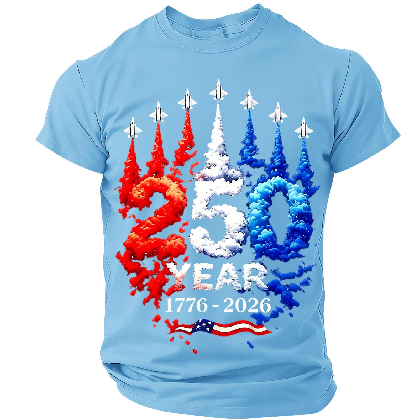 Short Sleeve Crew Neck T Shirt with 250 Year 1776 2026 Graphic Print and Jet Pattern for Daily Wear Unisex Fit S
Short Sleeve Crew Neck T Shirt with 250 Year 1776 2026 Graphic Print and Jet Pattern for Daily Wear Unisex Fit S