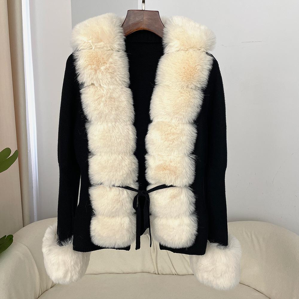 Autumn Winter Women s Fur Coat Patchwork Knitted Sweater Bandage Fur Cardigan Detachable Collar Jacket Faux Fur Coat One Size
Autumn Winter Women s Fur Coat Patchwork Knitted Sweater Bandage Fur Cardigan Detachable Collar Jacket Faux Fur Coat One Size