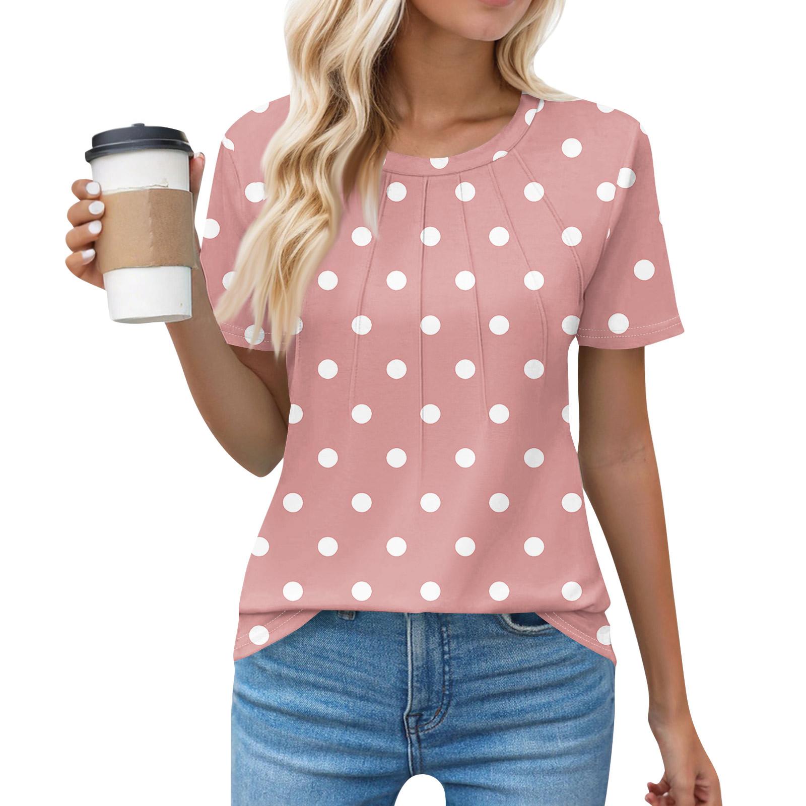 Футболки для женщин, плиссированные, с круглым вырезом, нарядные, повседневные, блузки с принтом, с коротким рукавом, летние топы, свободный крой S розовый
Футболки для женщин, плиссированные, с круглым вырезом, нарядные, повседневные, блузки с принтом, с коротким рукавом, летние топы, свободный крой S розовый