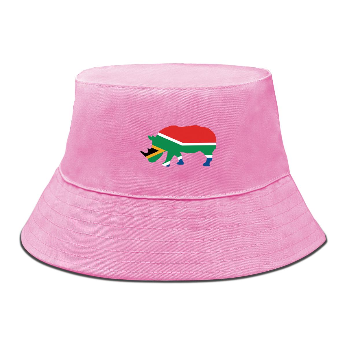 Панама с принтом флага Южной Африки с носорогом, патриотическая кепка от солнца, складная защита от солнца, модная пляжная шляпа as the picture розовый