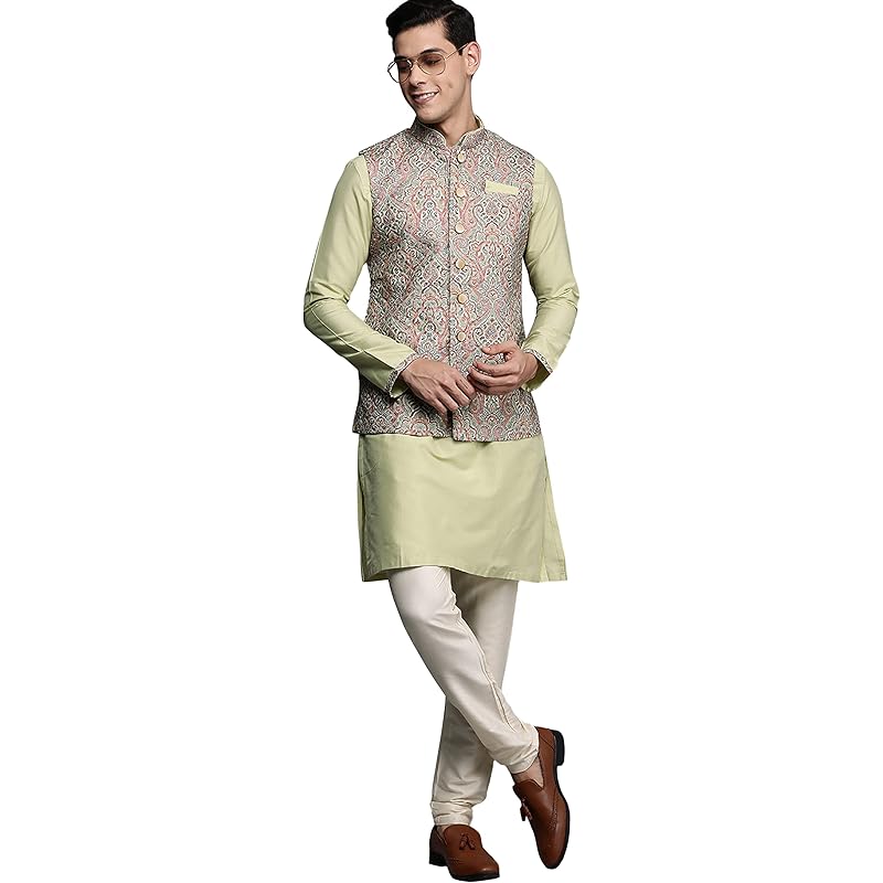 Manyavar Kurta Jacket Set for Men, Full Sleeves Mandarin Collar Ethnic Kurta Jacket Set for Festival, Wedding, Party Art M зелёный
Manyavar Kurta Jacket Set for Men, Full Sleeves Mandarin Collar Ethnic Kurta Jacket Set for Festival, Wedding, Party Art M зелёный