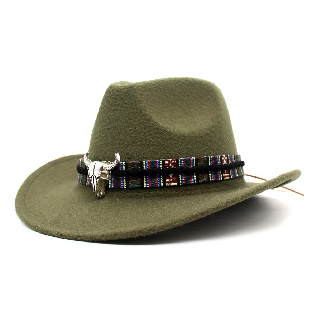 Western Cowboy Felt Hat Tibetan Top Hat Bull Head Accessories Jazz Hat, Woolen Hat M(56-58cm)
Western Cowboy Felt Hat Tibetan Top Hat Bull Head Accessories Jazz Hat, Woolen Hat M(56-58cm)