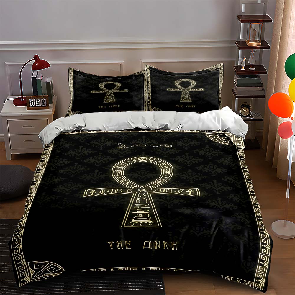 Golden Ankh Symbol Bedding Duvet cover sets Duvet covers Pillowcases gifts (1 * Duvet Cover 2 * Pillowcases, without duvet insert) 135x200cm
Golden Ankh Symbol Bedding Duvet cover sets Duvet covers Pillowcases gifts (1 * Duvet Cover 2 * Pillowcases, without duvet insert) 135x200cm