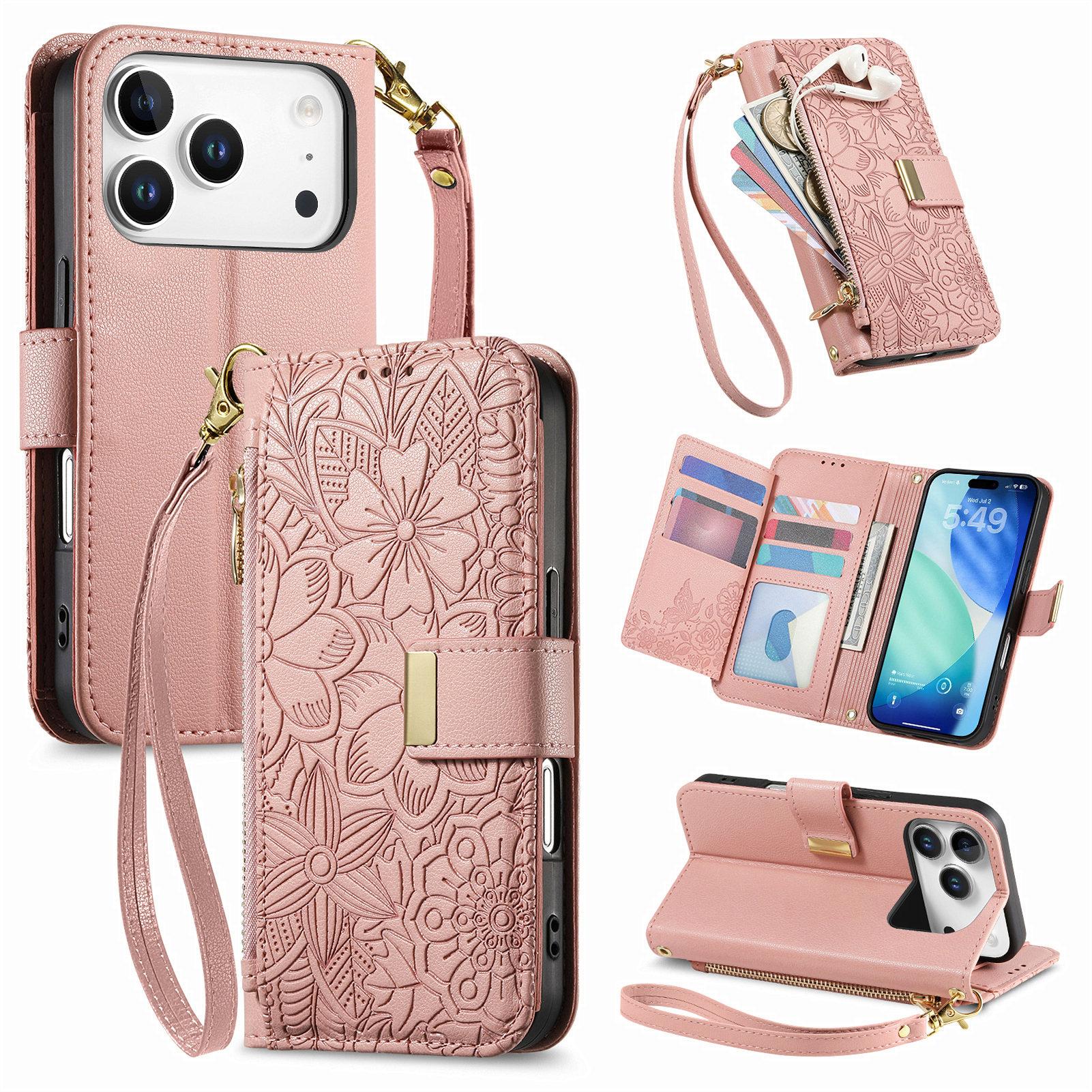 For iPhone 17 Pro Max Case Floral Leaf Pattern Multi Card Slots Zipper Leather Phone Cover with Wrist Strap
For iPhone 17 Pro Max Case Floral Leaf Pattern Multi Card Slots Zipper Leather Phone Cover with Wrist Strap