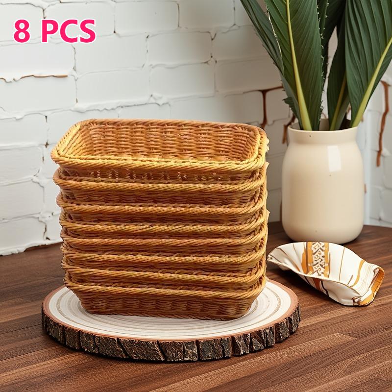 8pcs/set Imitation Rattan Fruit Display Baskets Storage Organizer Decorative Bread Snack Fruit Vegetables Storage Baskets Decor
8pcs/set Imitation Rattan Fruit Display Baskets Storage Organizer Decorative Bread Snack Fruit Vegetables Storage Baskets Decor
