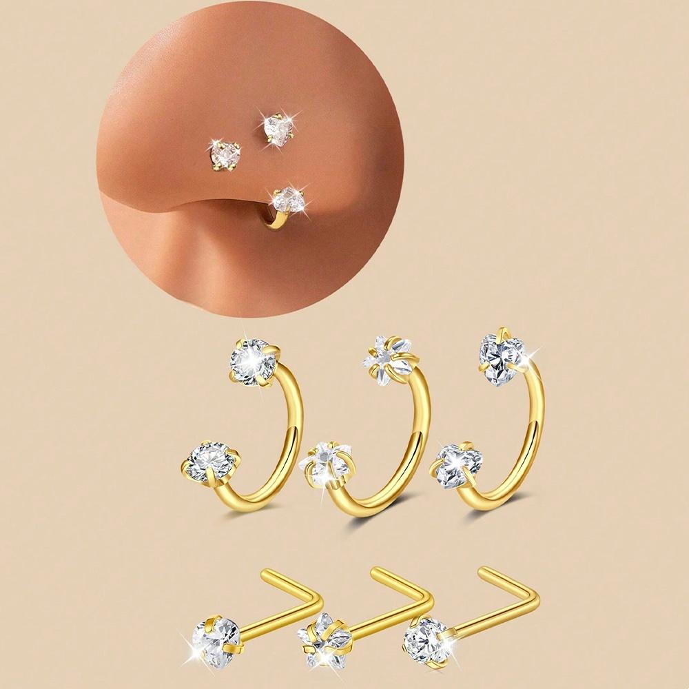 6/2pcs Horseshoe Nose Rings With L-Shape Nose Stud, Stainless Steel Rianbow CZ Nose Ring,, Lip Eyebrow Helix Ear Piercing 18G 1.0mm&Geometric&Nose Rings & Studs&Face
6/2pcs Horseshoe Nose Rings With L-Shape Nose Stud, Stainless Steel Rianbow CZ Nose Ring,, Lip Eyebrow Helix Ear Piercing 18G 1.0mm&Geometric&Nose Rings & Studs&Face