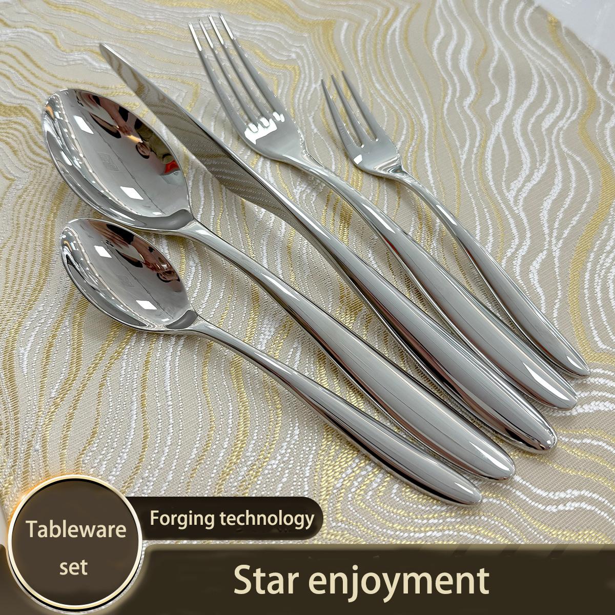 High-grade forged 304 stainless steel knife and fork restaurant extra thick knife and fork spoon hotel Western tableware
High-grade forged 304 stainless steel knife and fork restaurant extra thick knife and fork spoon hotel Western tableware