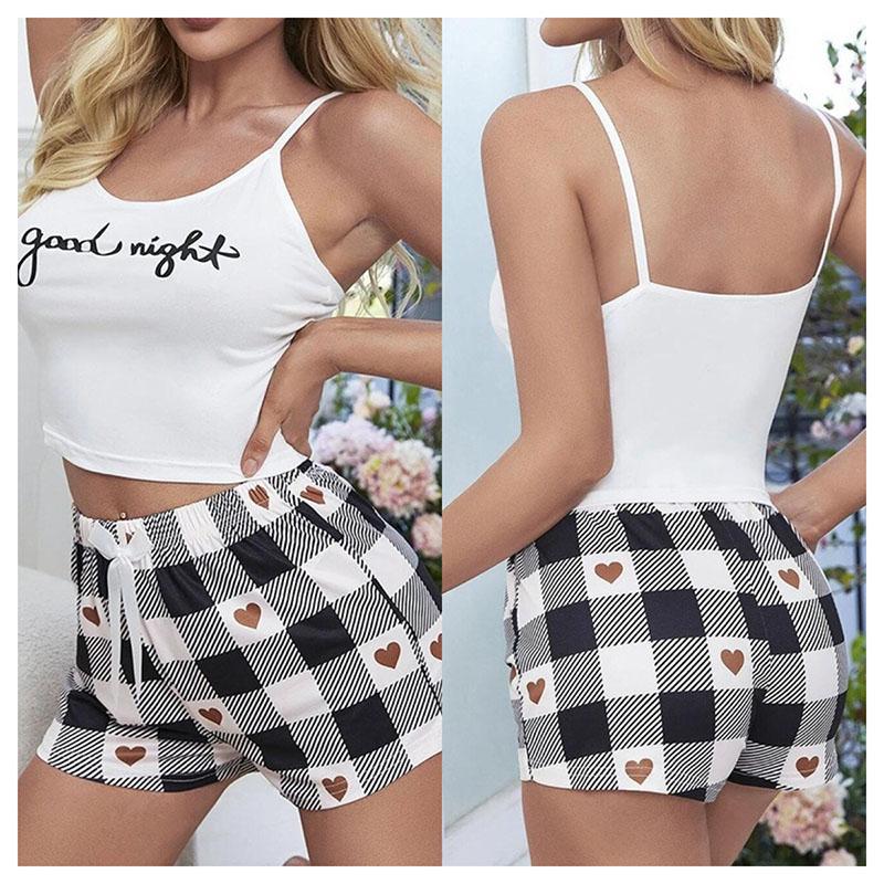 Summer Autumn Ladies Two Piece Ladies Pajamas Sexy Camisole Tank Top Plaid Sport Camisole and Shorts Loungewear S білий
Summer Autumn Ladies Two Piece Ladies Pajamas Sexy Camisole Tank Top Plaid Sport Camisole and Shorts Loungewear S білий